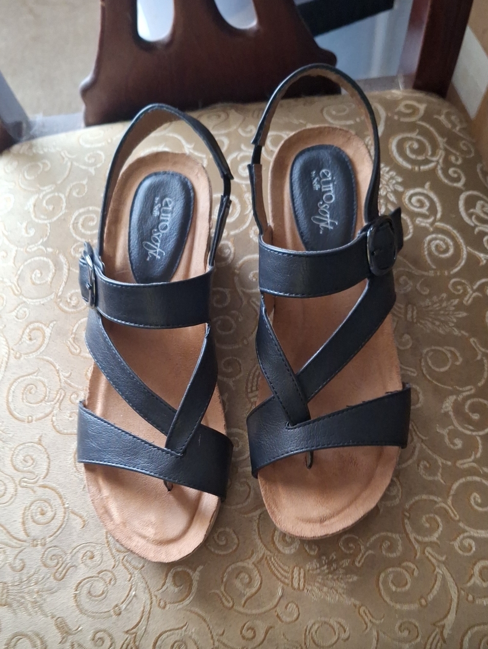 Black Leather Slingback Sandals - Women
